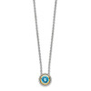 Sterling Silver w/ 14k Yellow Gold Accent Light Swiss Blue Topaz Slide Pendant Necklace