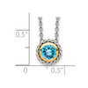 Sterling Silver w/ 14k Yellow Gold Accent Light Swiss Blue Topaz Slide Pendant Necklace