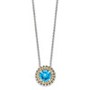 Sterling Silver w/ 14k Yellow Gold Accent Light Swiss Blue Topaz Round Necklace