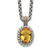 Sterling Silver w/14k Yellow Gold Antiqued Citrine Necklace QTC1089