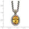 Sterling Silver w/14k Yellow Gold Antiqued Citrine Necklace QTC1089