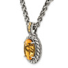 Sterling Silver w/14k Yellow Gold Antiqued Citrine Necklace QTC1089