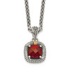 Sterling Silver w/14k Yellow Gold Garnet Necklace QTC1396