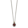 Sterling Silver w/ 14k Yellow Gold Accent Garnet Necklace QTC1638