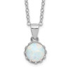 Sterling Silver Rhodium-plated Polished Created Opal Necklace