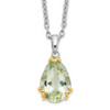 Sterling Silver & 14k Yellow Gold True Two-tone Green Quartz Necklace