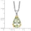 Sterling Silver & 14k Yellow Gold True Two-tone Green Quartz Necklace