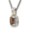 Sterling Silver w/14k Yellow Gold Antiqued Smoky Quartz Necklace