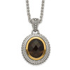 Sterling Silver w/ 14k Yellow Gold Accent Antiqued Smoky Quartz Necklace