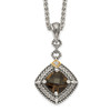 Sterling Silver w/ 14k Yellow Gold Accent Smoky Quartz & Diamond Dangle Necklace