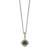 Sterling Silver w/ 14k Yellow Gold Accent Smoky Quartz & Diamond Dangle Necklace