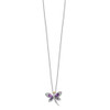 Sterling Silver & 14k Yellow Gold Accent Amethyst/Iolite/Diamond Dragonfly 18inch Necklace