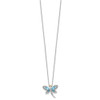 Sterling Silver & 14k Yellow Gold Accent Blue Topaz & Diamond Dragonfly 18inch Necklace