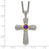 Sterling Silver w/14k Yellow Gold Amethyst Cross Necklace