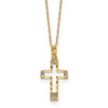 14k Yellow Gold Polished CZ Cross Pendant Necklace