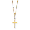 14k Tri-color Gold Diamond-cut Beaded Polished Cross Necklace