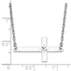 Sterling Silver Rhodium-plated Large Diamond-cut Sideways Cross Necklace