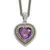 Sterling Silver w/14k Yellow Gold Amethyst Heart Necklace