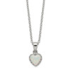 Sterling Silver Rhodium-plated Polish Heart Created Opal Necklace