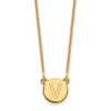 14k Yellow Gold Tiny Circle Block Letter V Initial Necklace