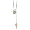 Sterling Silver w/14k Yellow Gold Diamond Heart Lock and Key Necklace