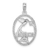 Sterling Silver Jamaica Oval Bird and Flower Pendant