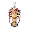 Sterling Silver Polished Enameled Florida Lobster Pendant