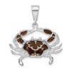 Sterling Silver Polished Enameled Brown Crab Pendant