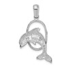 Sterling Silver Polished Dolphin Jumping Thru Hoop Pendant