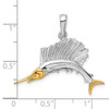 Sterling Silver Polished Sailfish w/14k Yellow Gold Accents Pendant