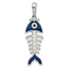 Sterling Silver Polished 3D Enameled Fishbone Pendant