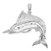 Sterling Silver Polished and Satin Striped Marlin Pendant