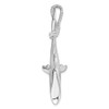 Sterling Silver Polished 3D Shark Hanging from Rope Pendant