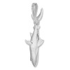 Sterling Silver Polished 3D Shark Hanging from Rope Pendant