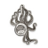 Sterling Silver Antiqued & Textured Octopus w/ Red Stone Chain Slide Pendant