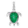 Sterling Silver Polished Enameled Green Sea Turtle Pendant QC9780