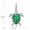 Sterling Silver Polished Enameled Green Sea Turtle Pendant QC9780