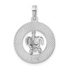 Sterling Silver Polished Turks and Caicos Circle w/Turtle Pendant