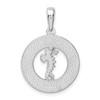 Sterling Silver Polished Bonaire Circle w/Seahorse Pendant