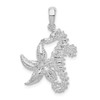 Sterling Silver Polished Starfish and Seahorse Pendant