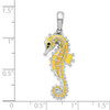 Sterling Silver Polished 3D Enameled Yellow Seahorse Pendant