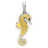 Sterling Silver Polished 3D Enameled Yellow Seahorse Pendant
