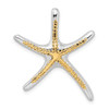 Sterling Silver Polished Dancing Starfish w/14k Yellow Gold Accent Slide Pendant