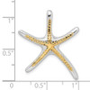 Sterling Silver Polished Dancing Starfish w/14k Yellow Gold Accent Slide Pendant