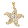 14k Yellow Gold with White Rhodium Starfish Filigree Pendant