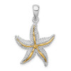 Sterling Silver Polished Starfish w/14k Yellow Gold Accent Pendant