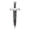 Sterling Silver Black/White Rhodium-plated Black CZ Sword Pendant