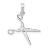 Sterling Silver Polished Moveable 3D Scissors Pendant