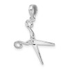 Sterling Silver Polished Moveable 3D Scissors Pendant