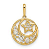 14k Yellow Gold CZ Star & Moon Pendant